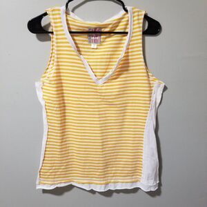 Christine & Taylor Yellow White V Neck Tank Top Women's Large